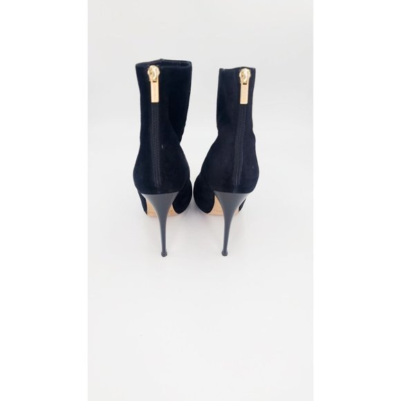 JIMMY CHOO Ankle Boots Black Suede Booties Chic Stiletto Heels Size 39.5 - Picture 5 of 8